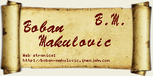 Boban Makulović vizit kartica